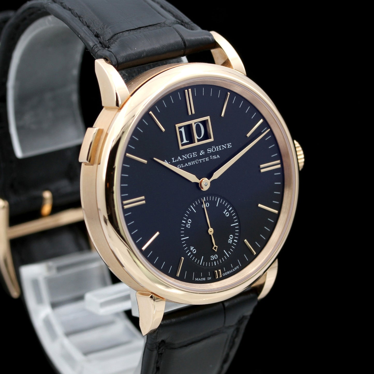 A. Lange & Söhne Saxonia Großdatum 38.5mm, Rotgold, Ref. 381.031, B+P