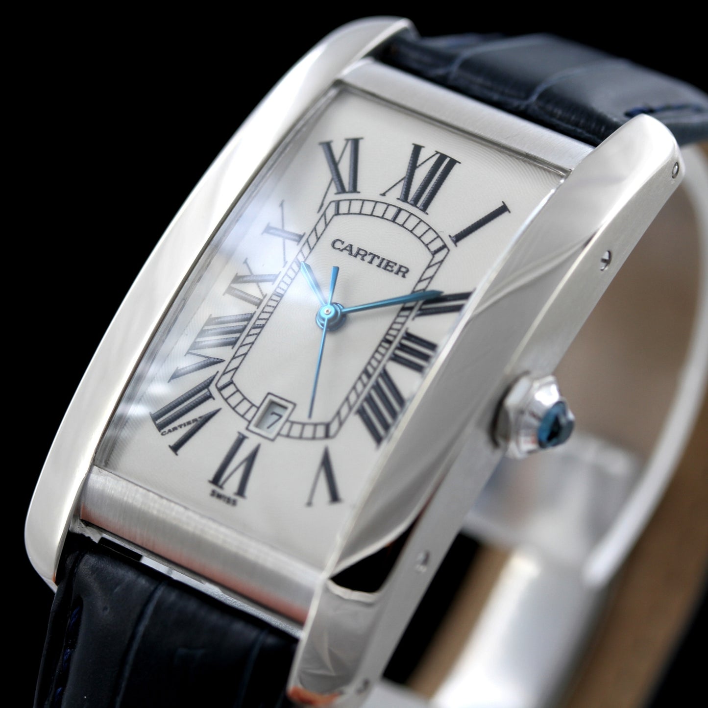 Cartier Tank Americaine XL, Weissgold, Faltschliesse, Folding clasp, 1741, B+P