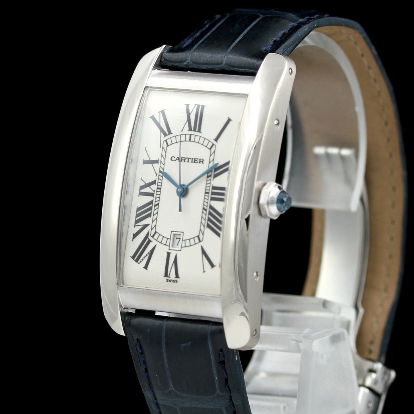 Cartier Tank Americaine XL, Weissgold, Faltschliesse, Folding clasp, 1741, B+P