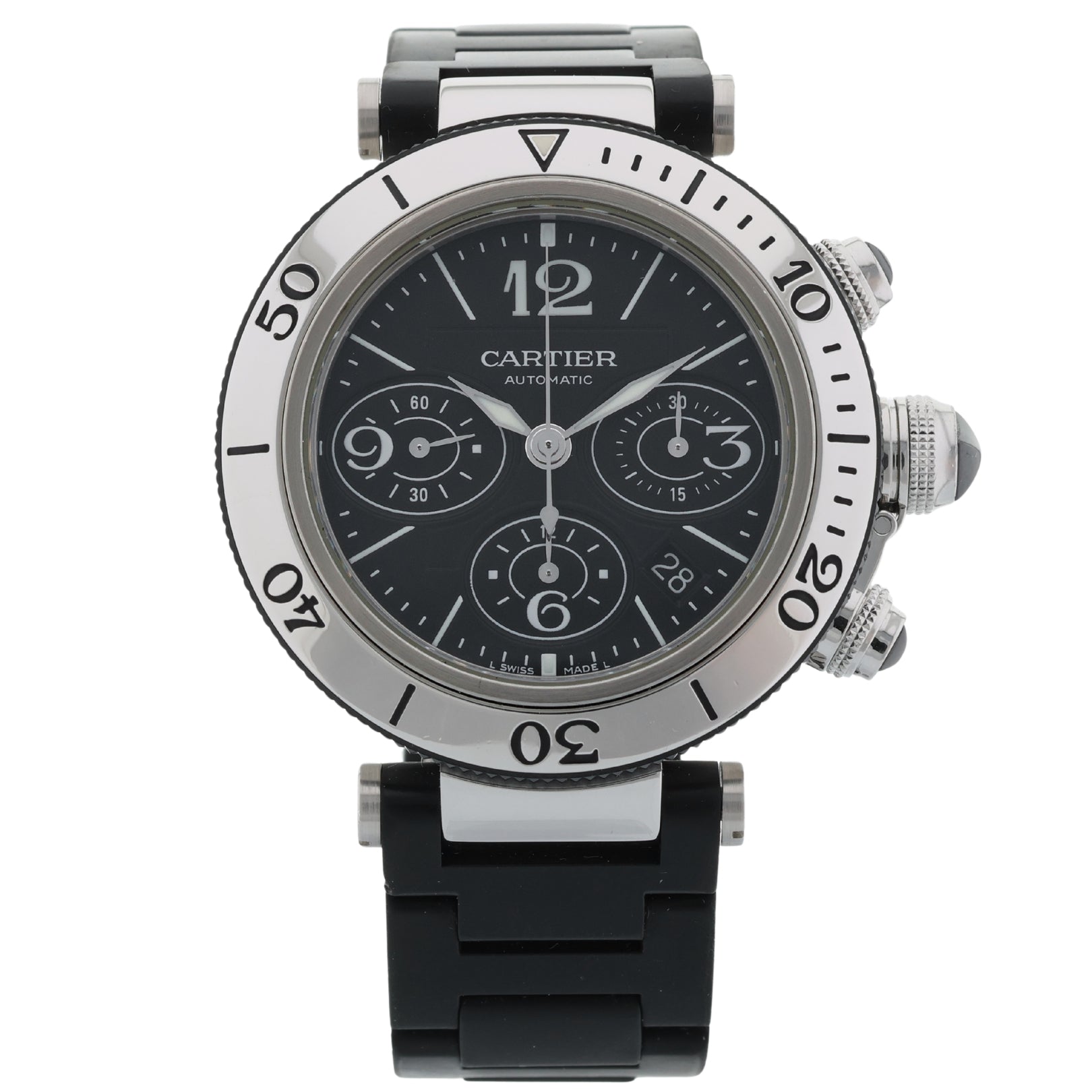 Cartier Pasha de Cartier Seatimer Chronograph, Black Dial, Ref. W31088U2, 11-2011, B+P