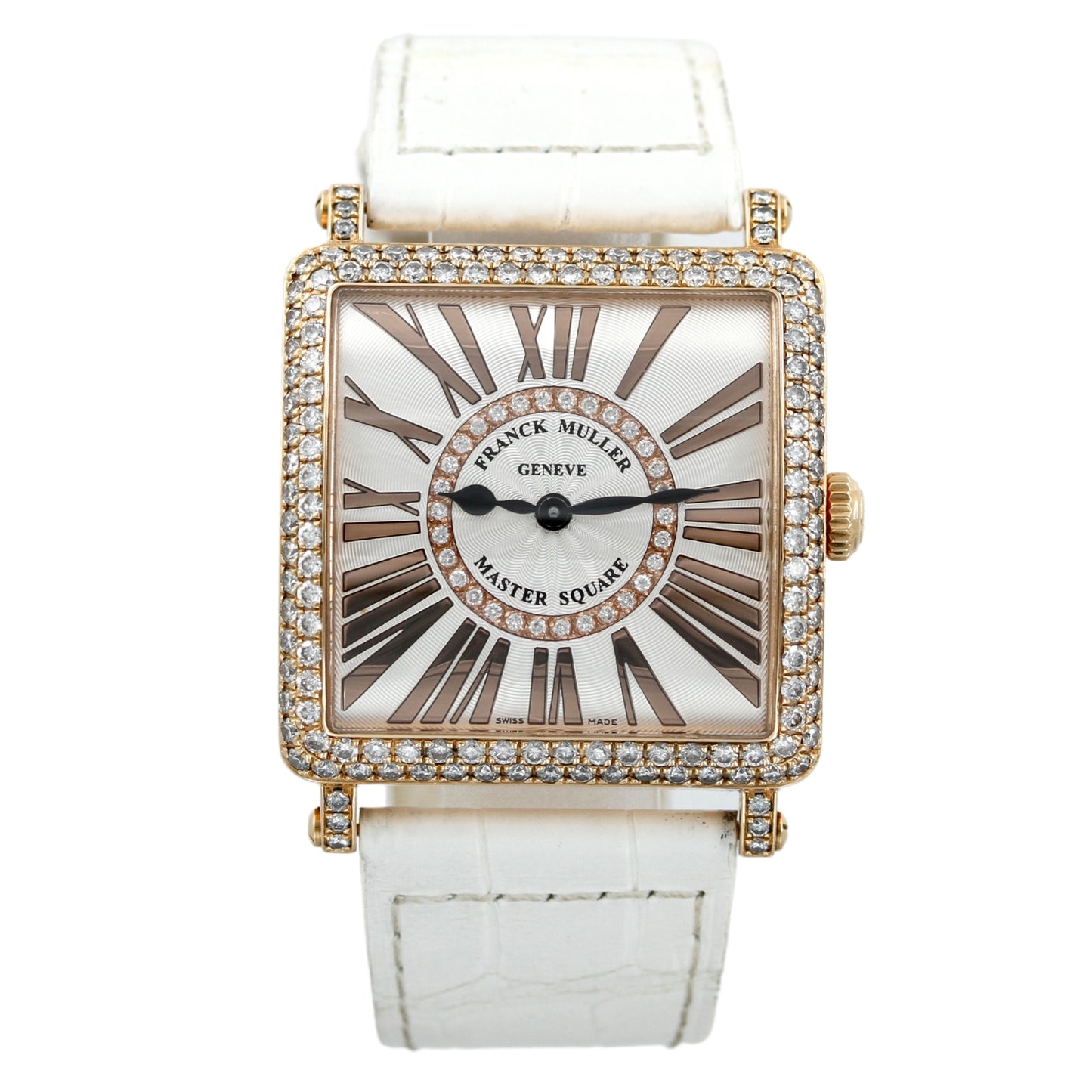 Franck Muller Master Square Relief, rose gold, bezel set with diamonds, 6002M QZ DCD IR