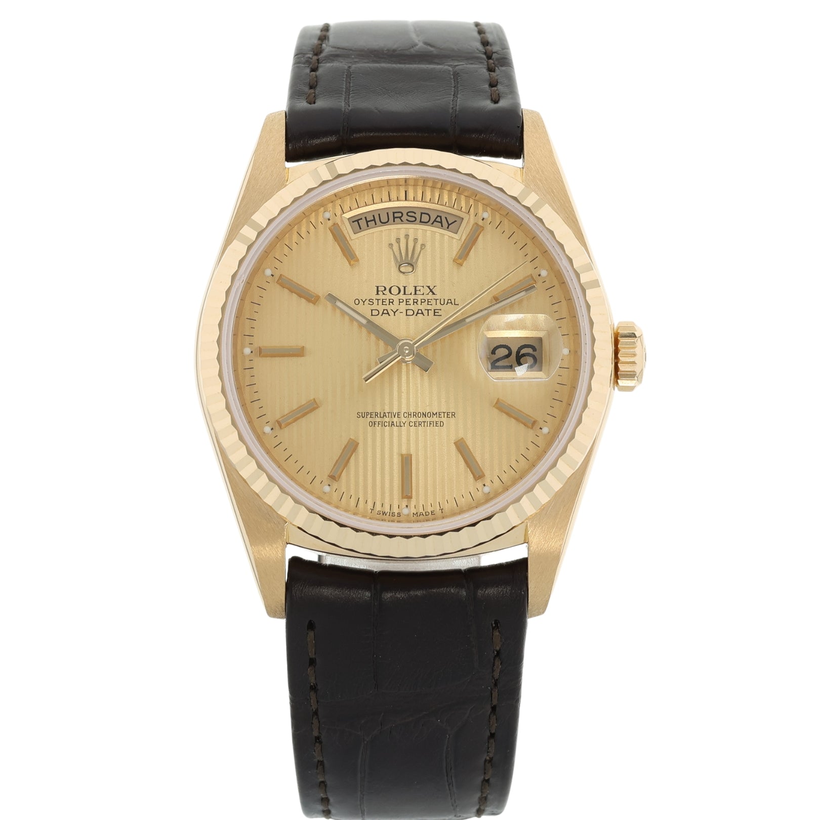 Rolex Day-Date 36, Champagne Tapestry Dial, Vintage, Ref. 18238, Rolex-Service 2025, mit Box