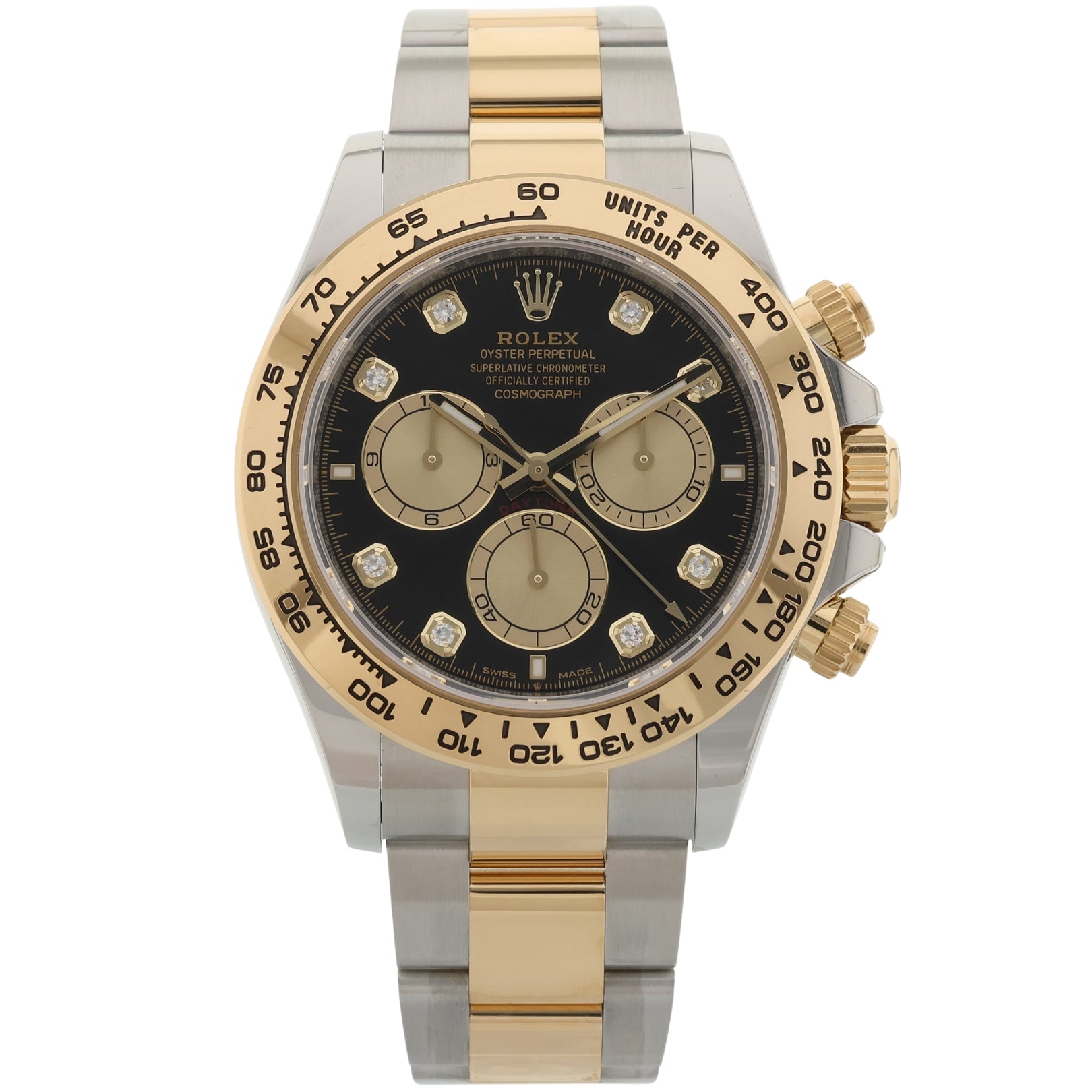Rolex Daytona, Black Diamond Dial, Gold/Stahl, LC-100, Ref. 126503, 2025, B+P