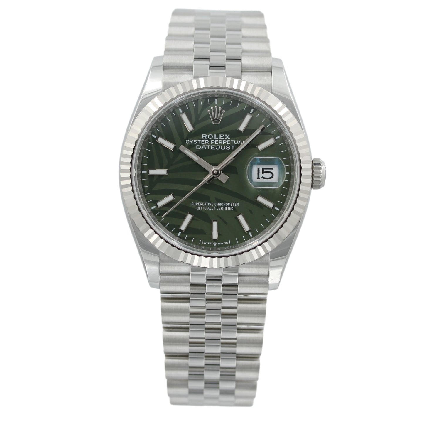 Rolex Datejust 36, Green Exotic Palm Dial, Ref. 126234, 2023, B+P