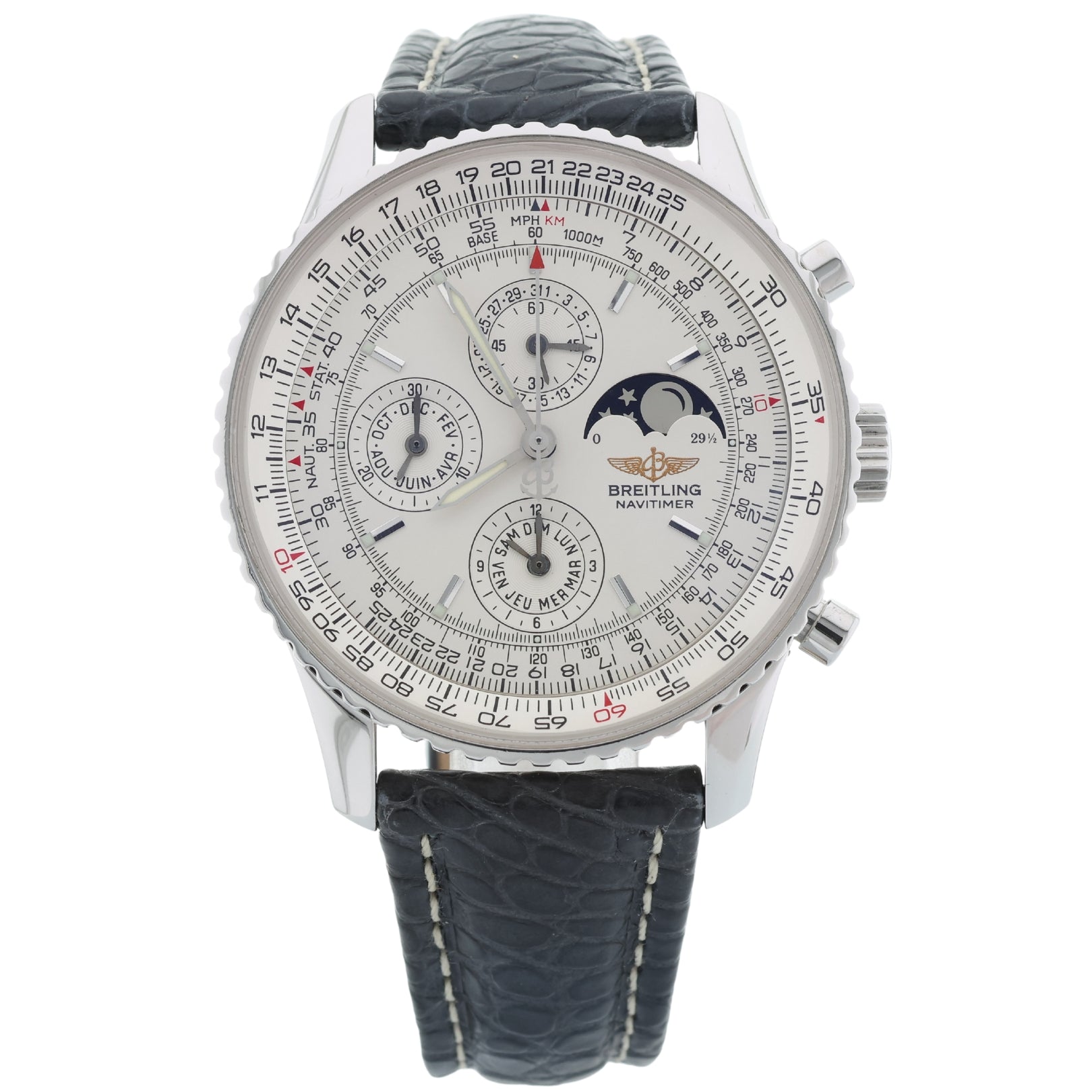 Breitling Montbrillant Olympus, White, Lederarmband, Faltschliesse, Ref. A19340, B+P