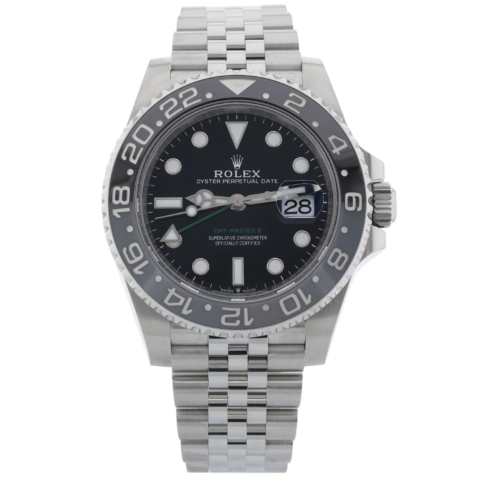 Rolex GMT Master II, "Bruce Wayne", Jubilee, Ref. 126710GRNR, 2024, B+P