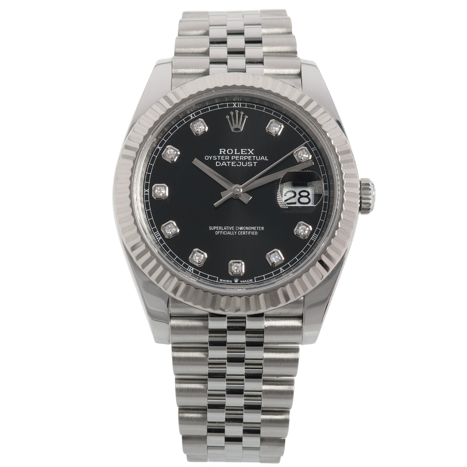 Rolex Datejust 41, Black Diamond Dial, Jubilee, Ref. 126334, 2025, B+P