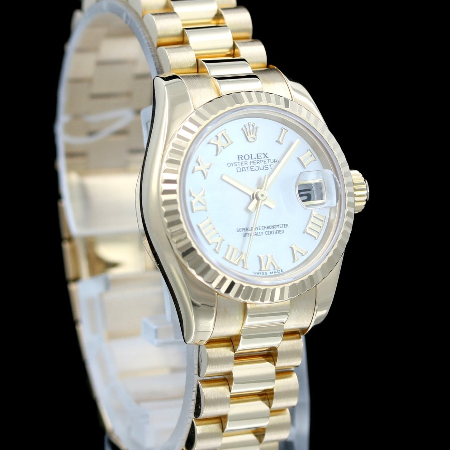 Rolex Lady-Datejust, white Roman, gold/steel, 179163