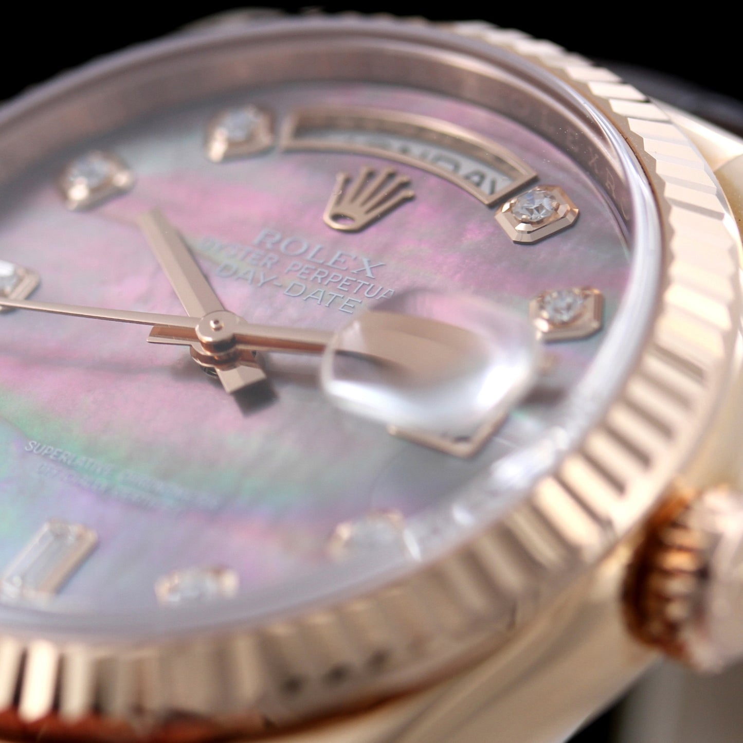 Rolex Day-Date 36, Everose Gold, Chocolate MOP Perlmutt, Ref. 118135, B+P
