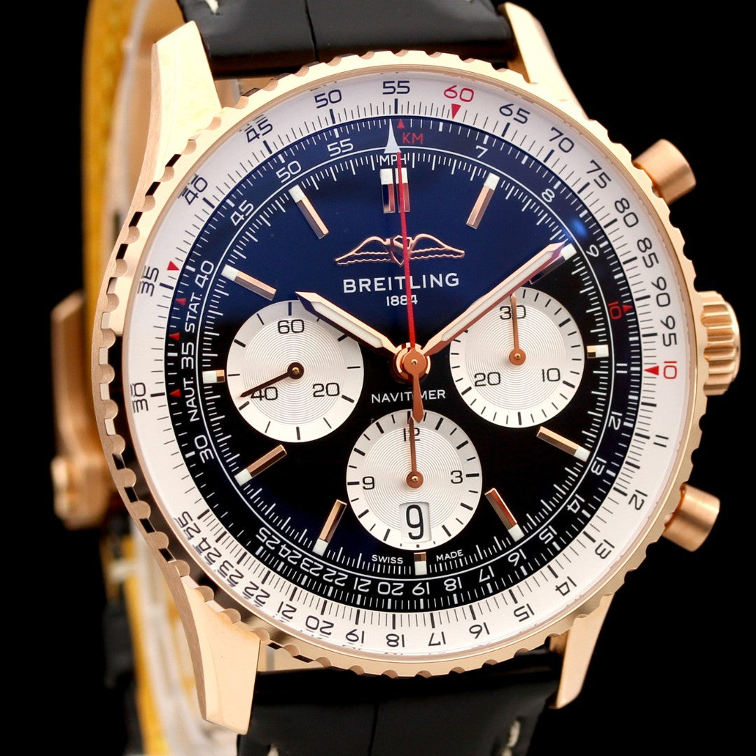 Breitling Navitimer 1 B01 Chronograph 43mm, Roségold, Faltschliesse, RB0138211B1P1, B+P