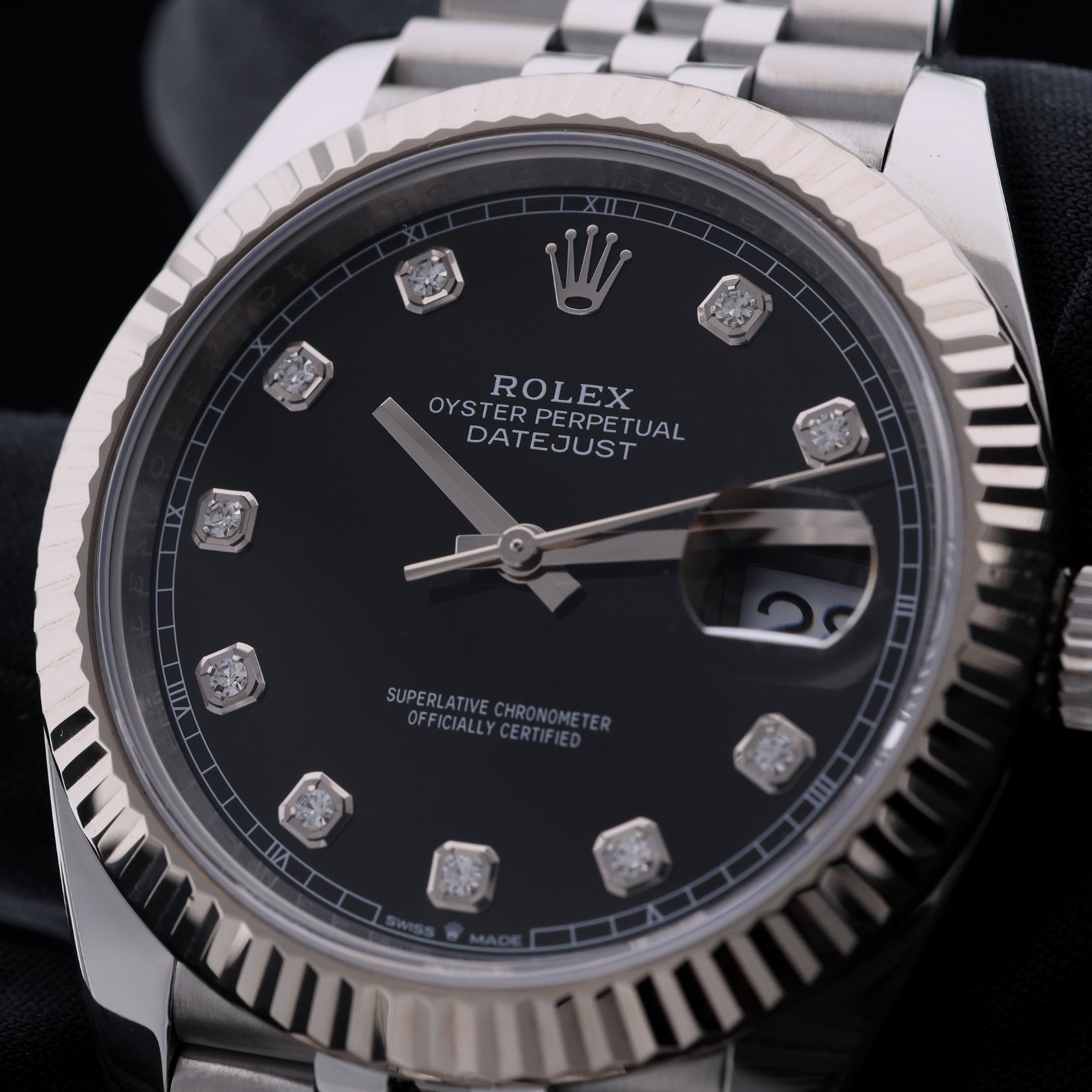 Rolex Datejust 41, Black Diamond Dial, Jubilee, Ref. 126334, 2025, B+P
