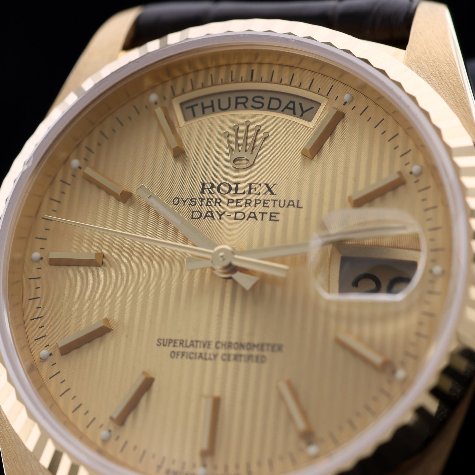 Rolex Day-Date 36, Champagne Tapestry Dial, Vintage, Ref. 18238, Rolex-Service 2025, mit Box