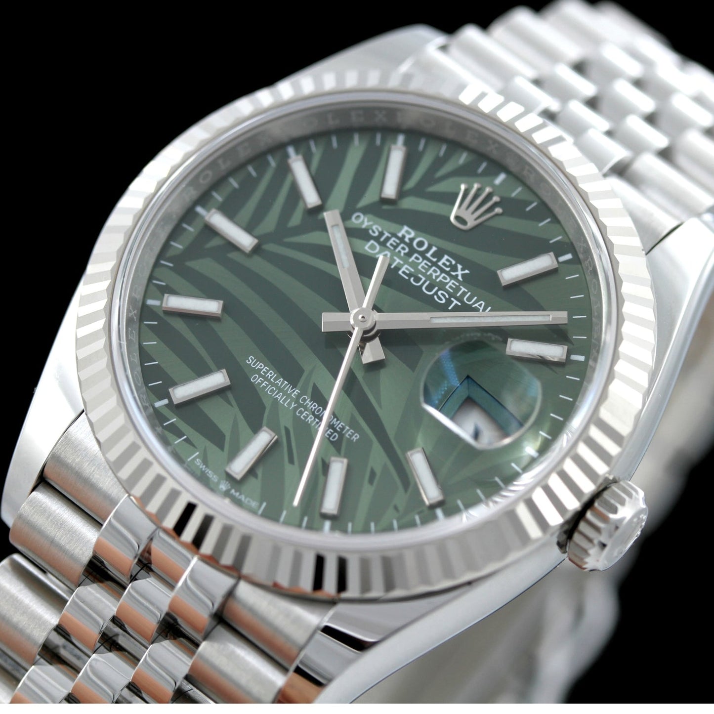 Rolex Datejust 36, Green Exotic Palm Dial, Ref. 126234, 2023, B+P