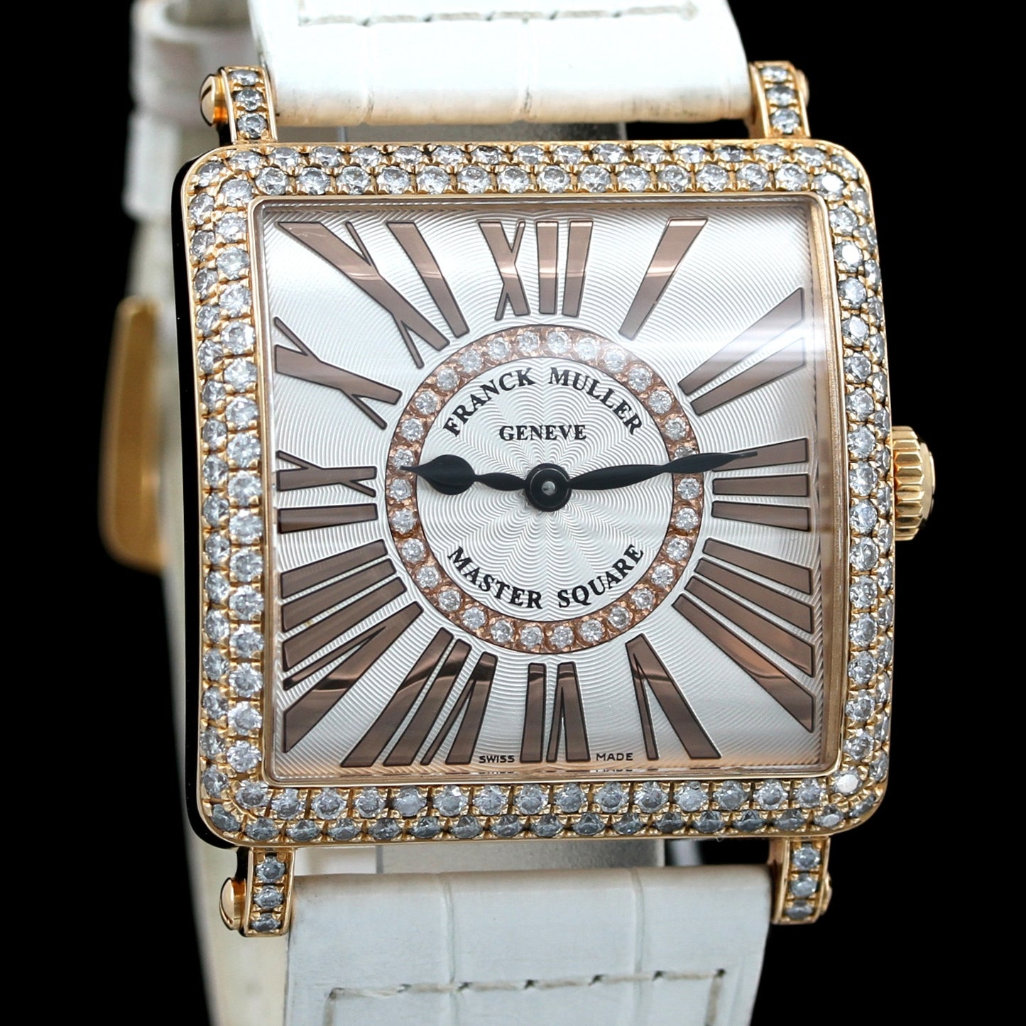 Franck Muller Master Square Relief, rose gold, bezel set with diamonds, 6002M QZ DCD IR