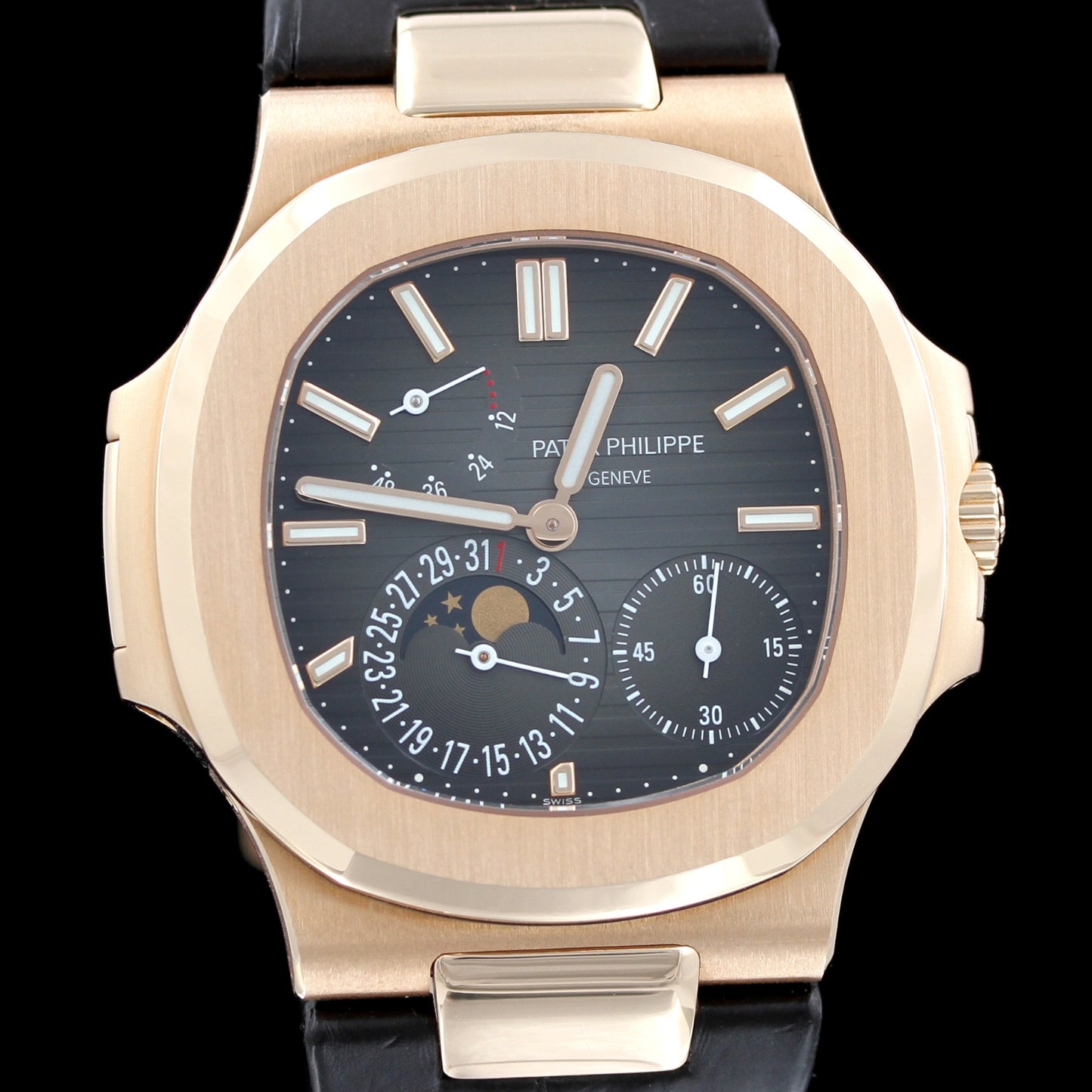 Patek Philippe Nautilus Moonphase, 18kt Roségold, Faltschliesse, 5712R-001, ungetragen/2021, B+P