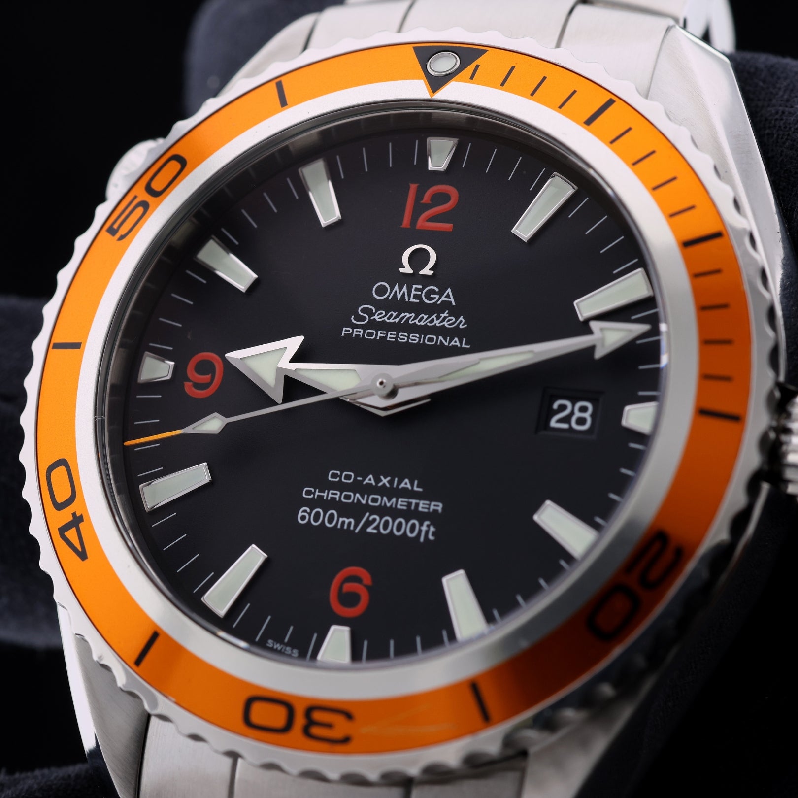 Omega Seamaster Planet Ocean 600M, LC100, Stahl- & Lederarmband, Ref. 2208.50.00, 04-2010, B+P