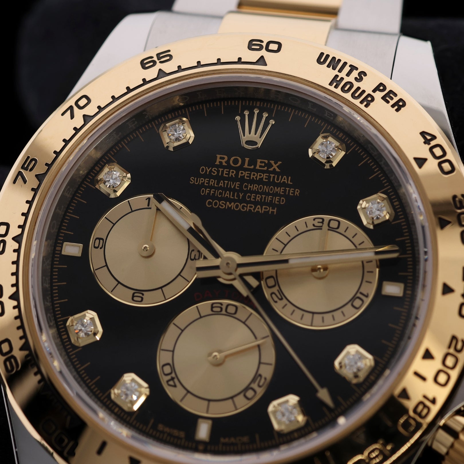 Rolex Daytona, Black Diamond Dial, Gold/Stahl, LC-100, Ref. 126503, 2025, B+P