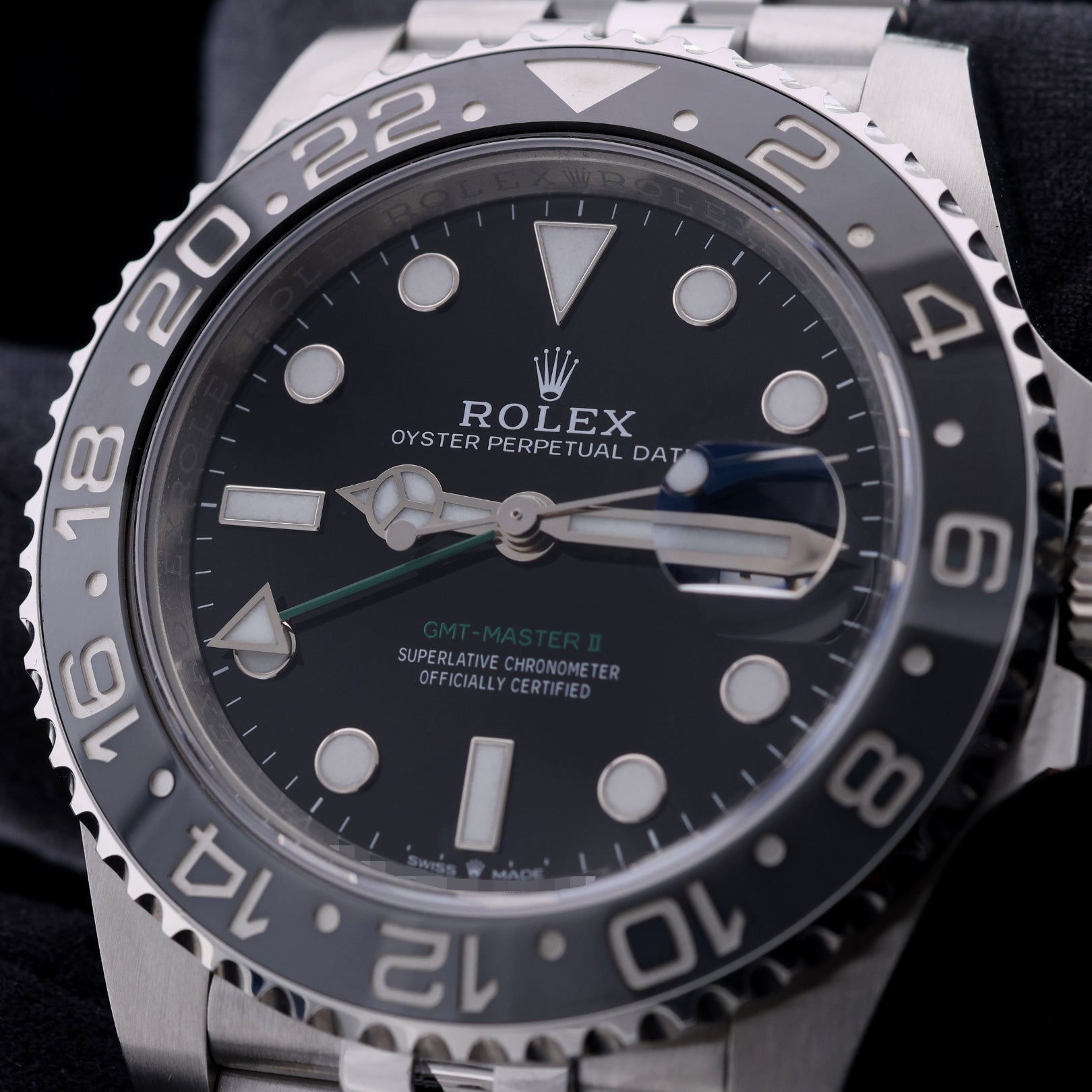Rolex GMT Master II, "Bruce Wayne", Jubilee, Ref. 126710GRNR, 2024, B+P