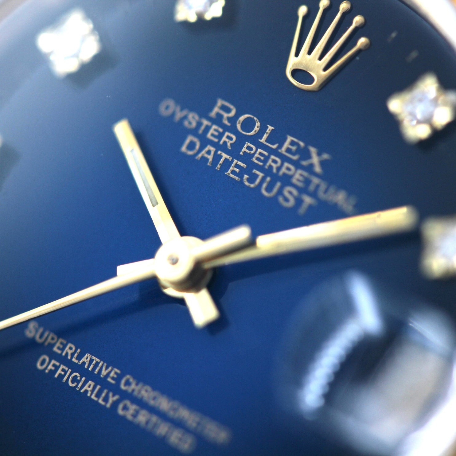 Rolex Lady Datejust, Blue Diamond Dial, Gelbgold, Oyster, Ref. 68278