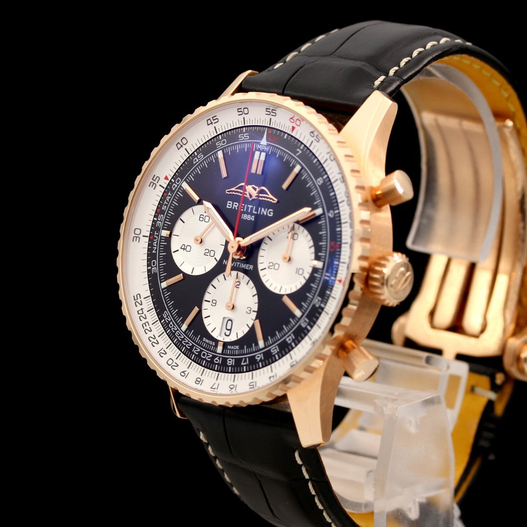 Breitling Navitimer 1 B01 Chronograph 43mm, Roségold, Faltschliesse, RB0138211B1P1, B+P