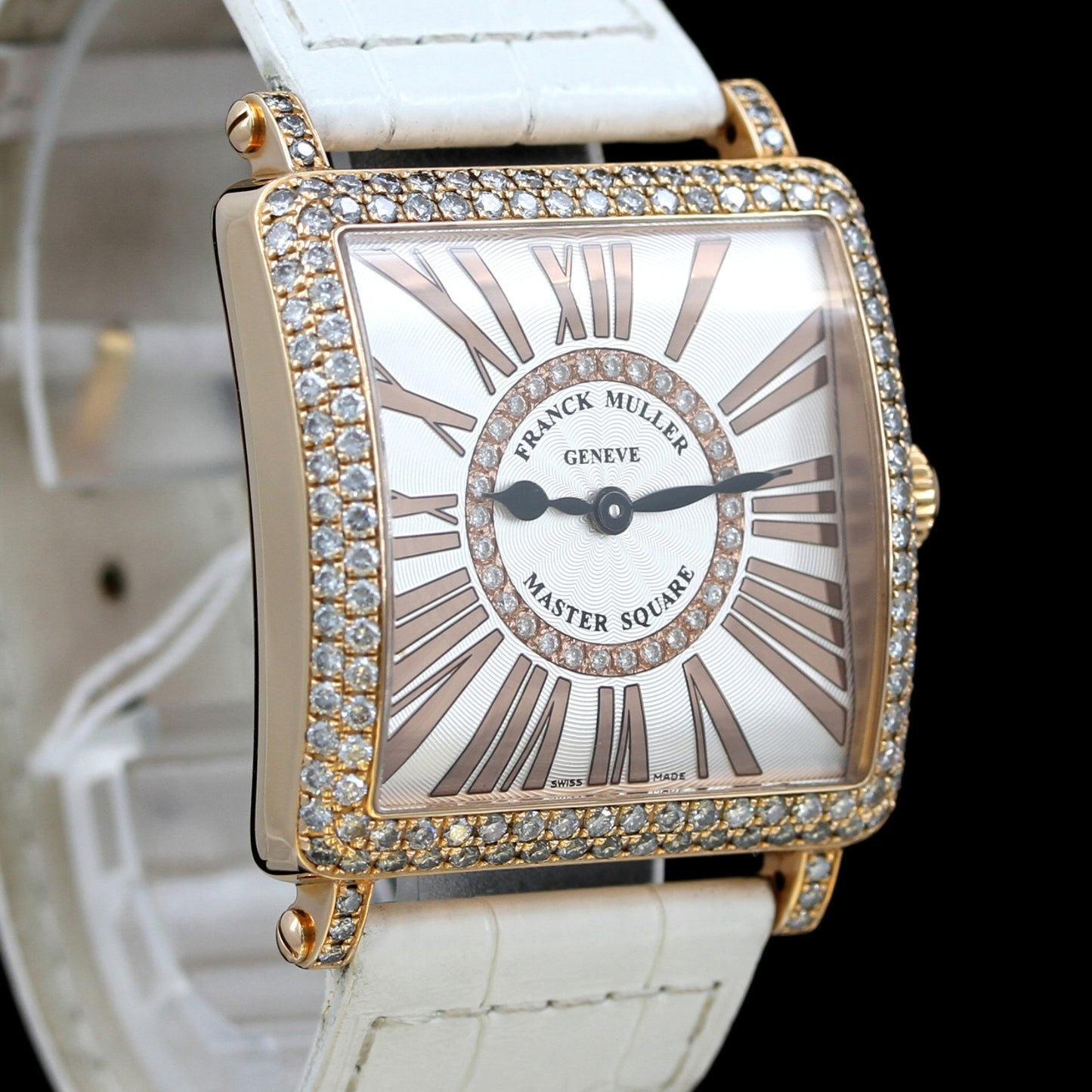 Franck Muller Master Square Relief, rose gold, bezel set with diamonds, 6002M QZ DCD IR