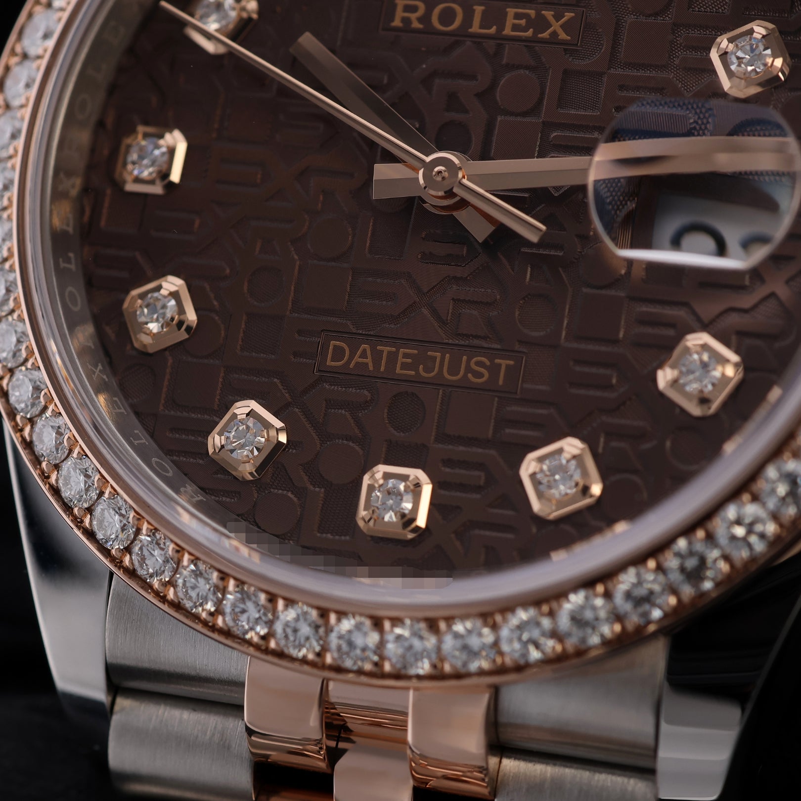 Rolex Datejust 36, Brillantlünette, Jubilee, Chocolate Jubilee Diamond Dial, Ref. 126281RBR, 12-2021, B+P