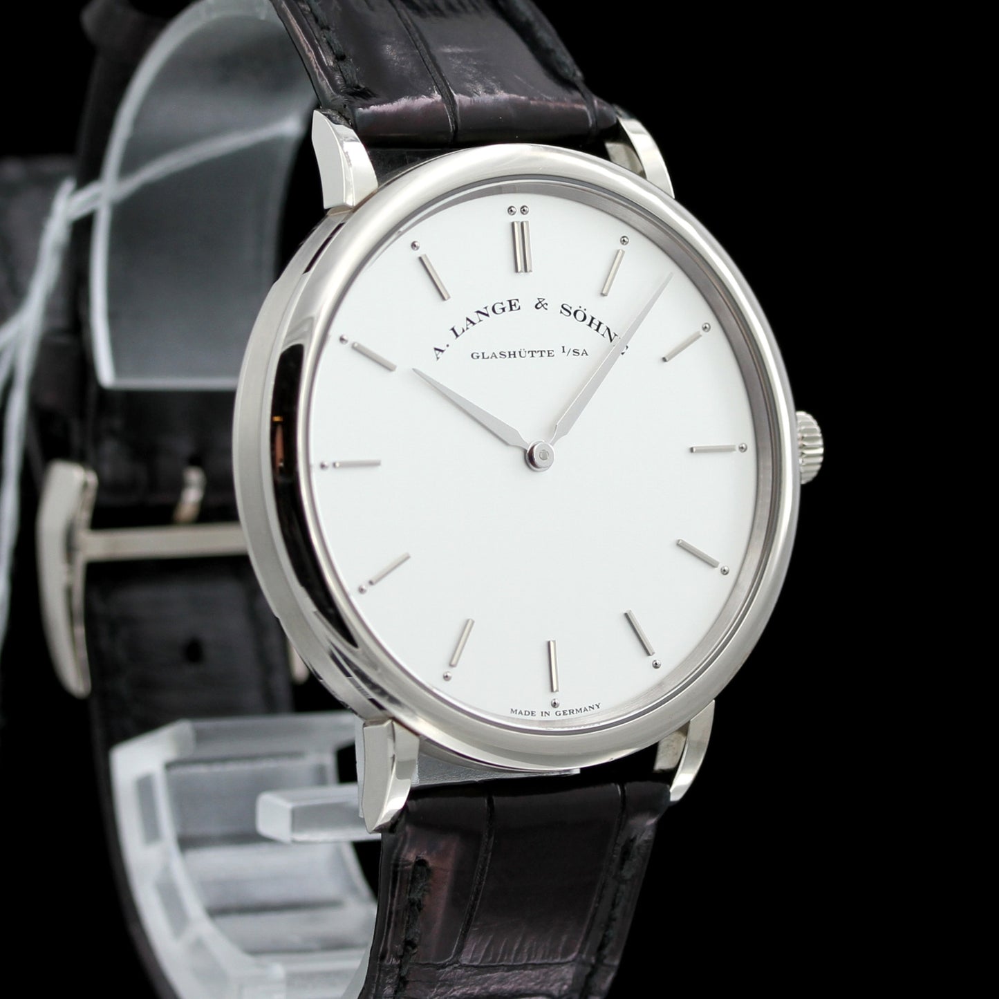 A. Lange & Söhne Saxonia Thin 40mm, Weißgold, Glasboden, Ref. 211.026, B+P
