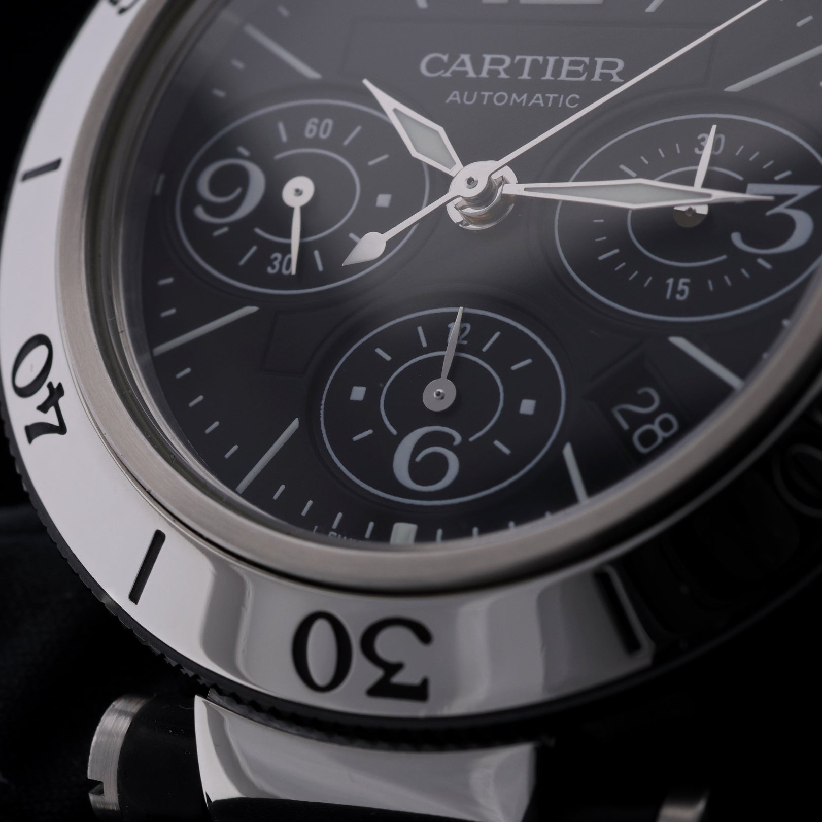 Cartier Pasha de Cartier Seatimer Chronograph, Black Dial, Ref. W31088U2, 11-2011, B+P