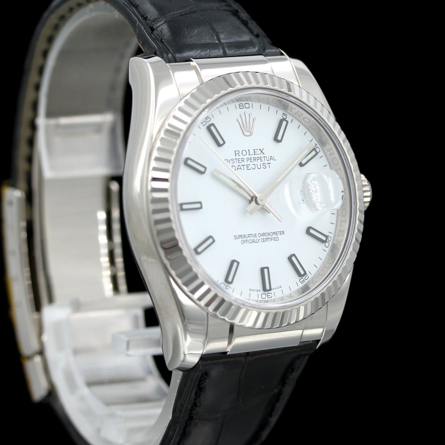 Rolex Datejust 36, leather strap, folding clasp, LC100, 116138