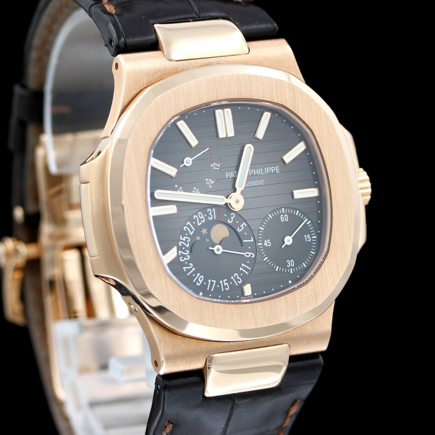 Patek Philippe Nautilus Moonphase, 18kt Roségold, Faltschliesse, 5712R-001, ungetragen/2021, B+P