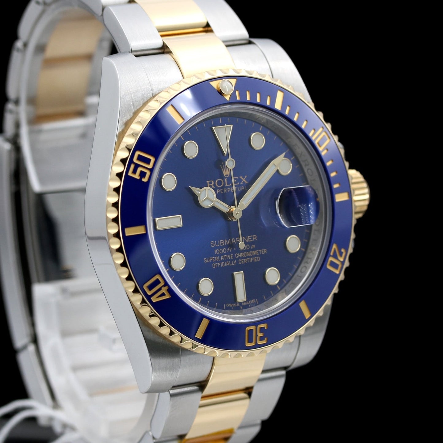 Rolex Submariner, Bicolor, blaues Zifferblatt, Ref. 116613LB, 2020\DE, B+P