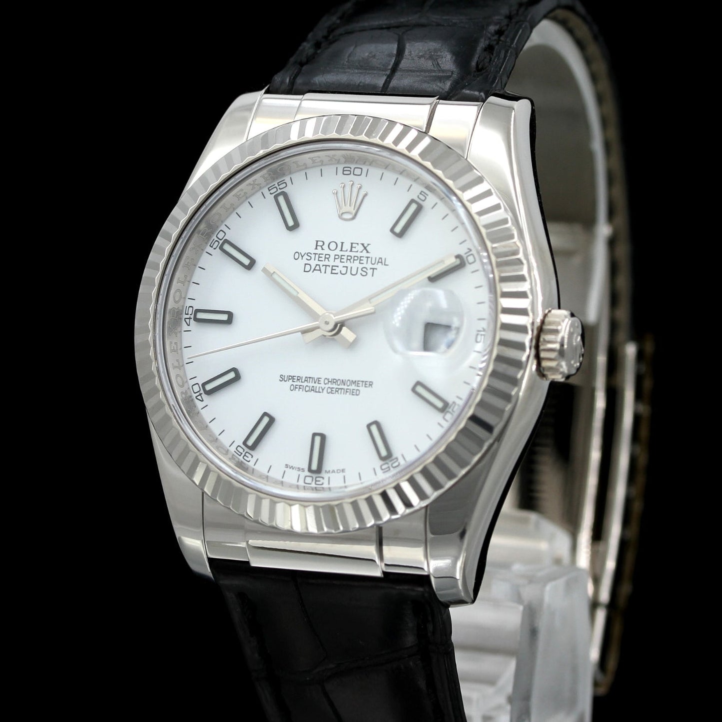 Rolex Datejust 36, leather strap, folding clasp, LC100, 116138