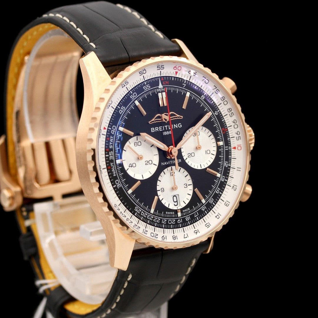 Breitling Navitimer 1 B01 Chronograph 43mm, Roségold, Faltschliesse, RB0138211B1P1, B+P