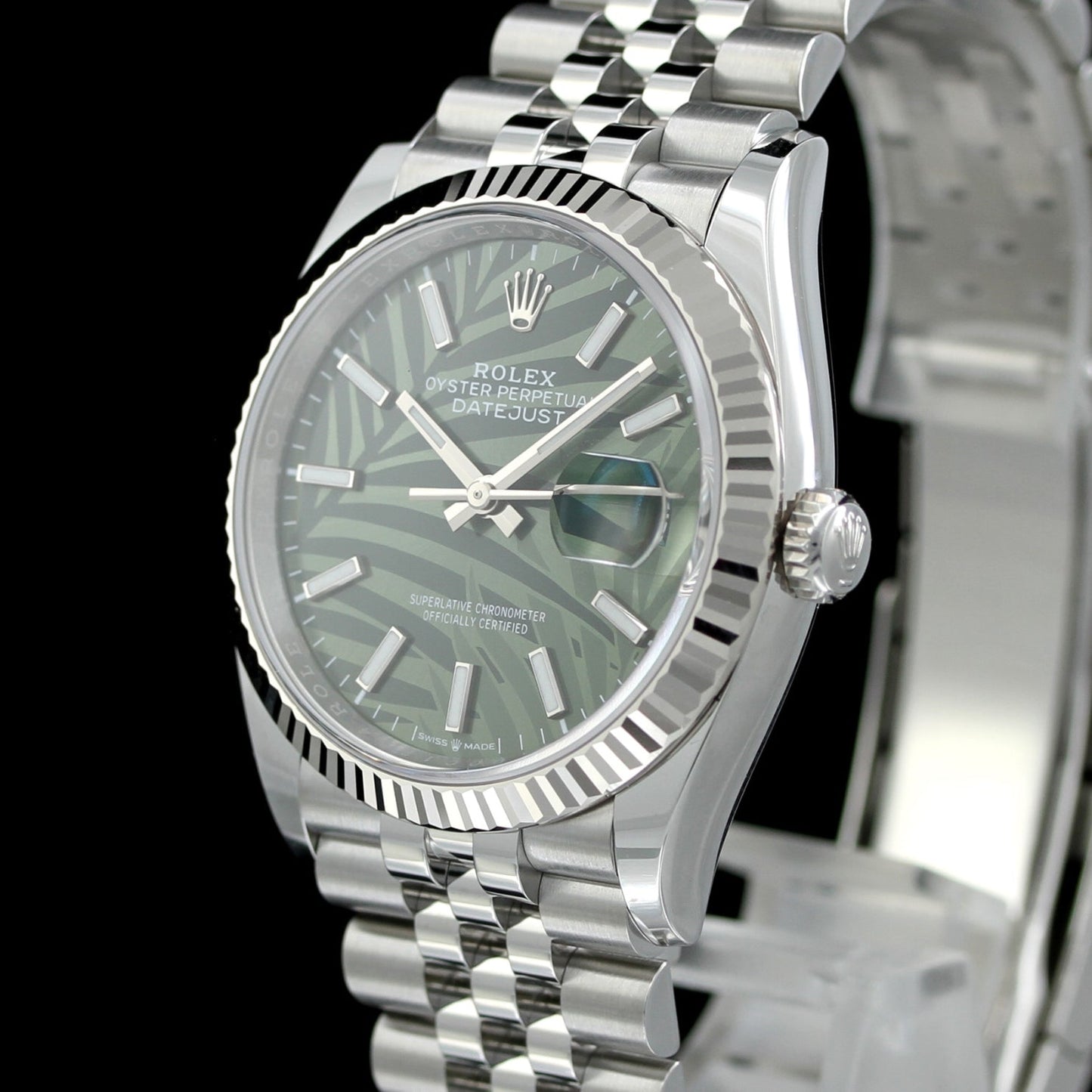 Rolex Datejust 36, Green Exotic Palm Dial, Ref. 126234, 2023, B+P