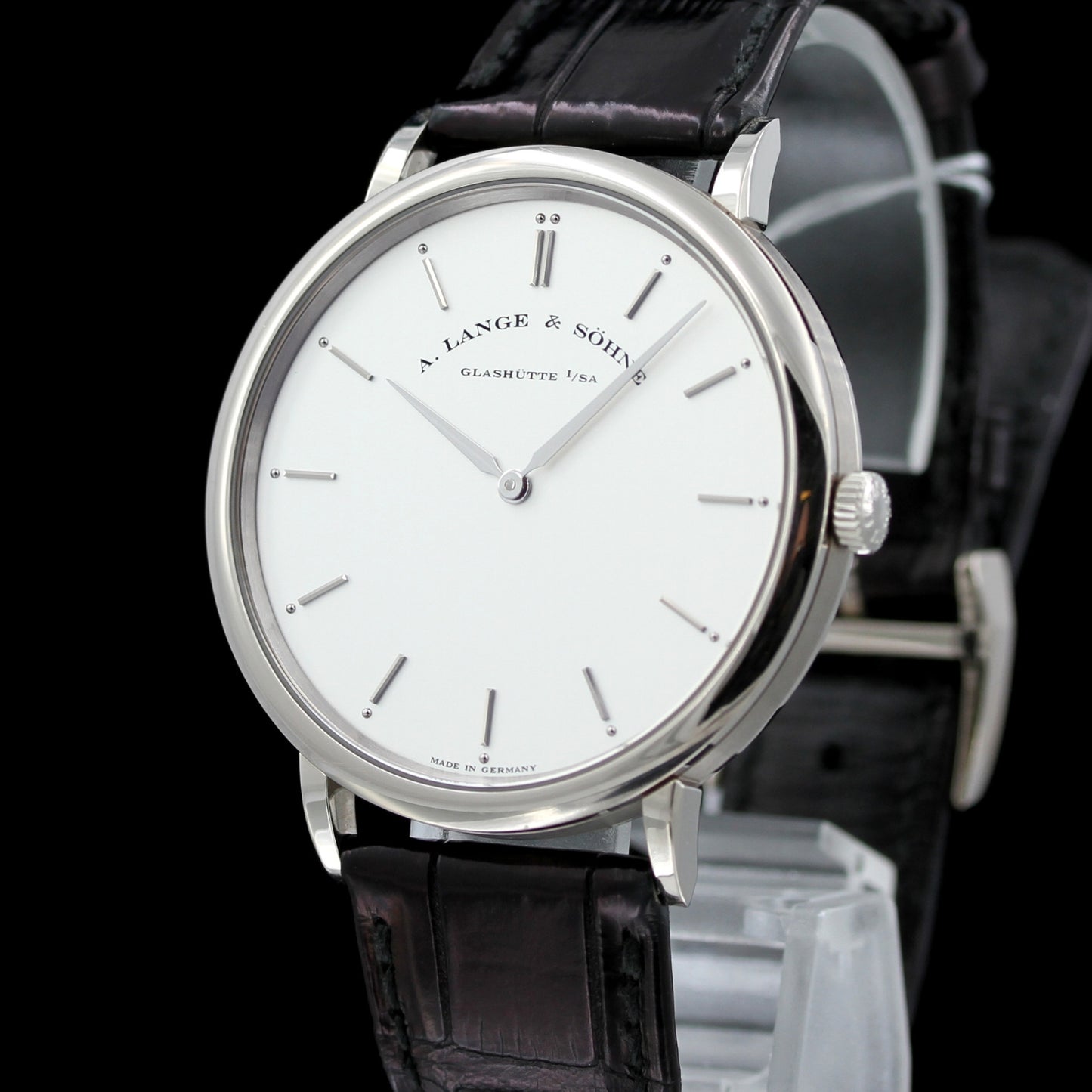A. Lange & Söhne Saxonia Thin 40mm, Weißgold, Glasboden, Ref. 211.026, B+P