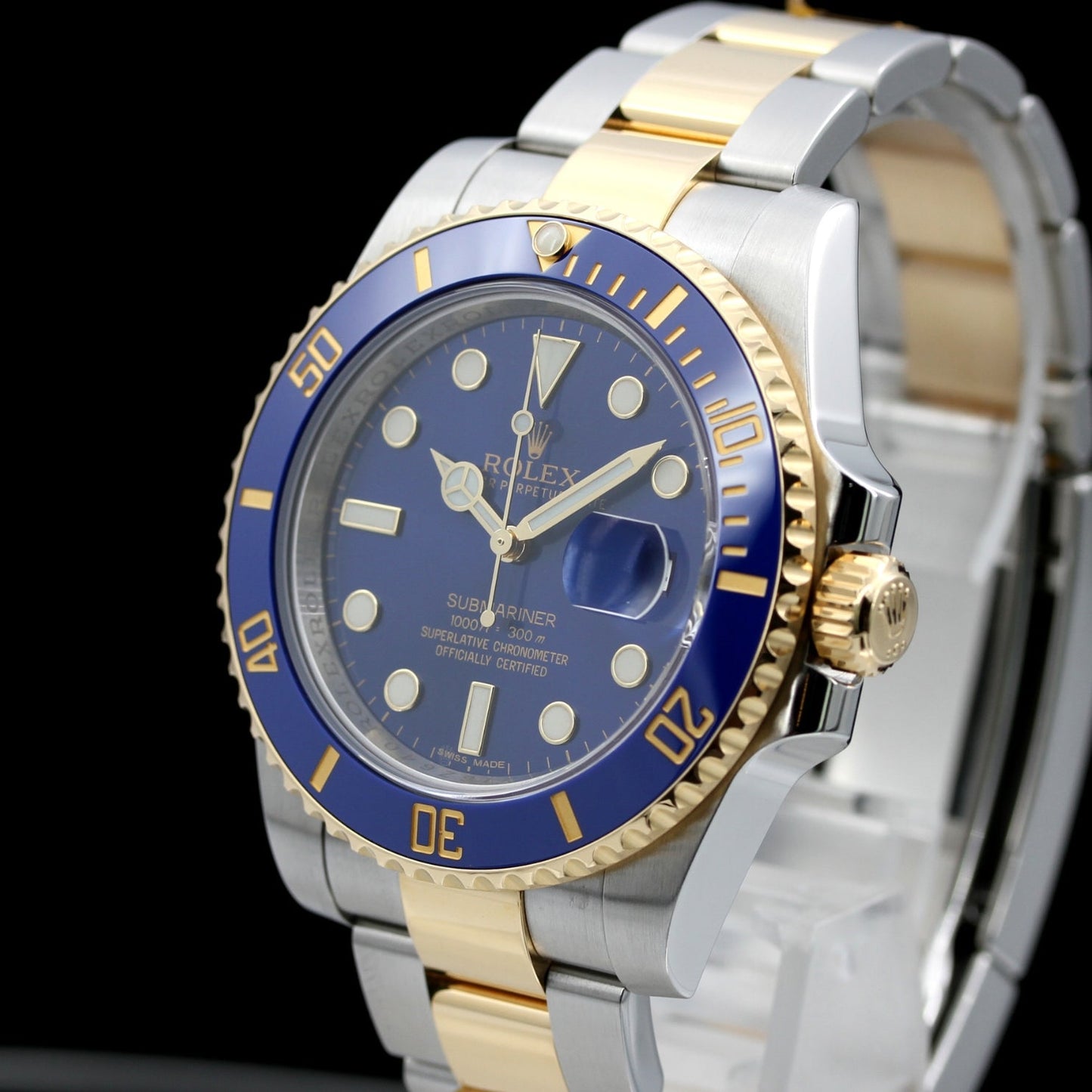 Rolex Submariner, Bicolor, blaues Zifferblatt, Ref. 116613LB, 2020\DE, B+P