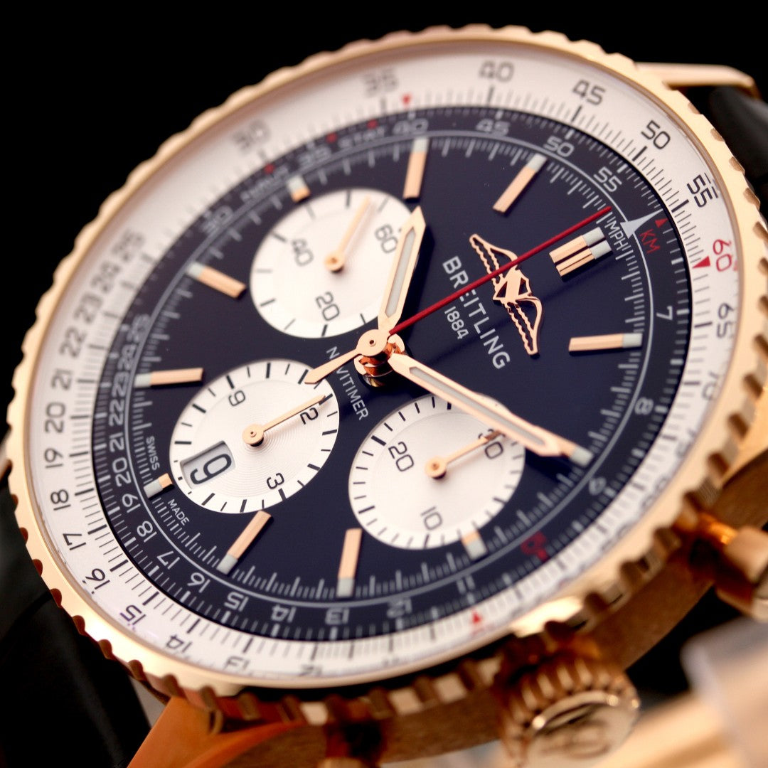 Breitling Navitimer 1 B01 Chronograph 43mm, Roségold, Faltschliesse, RB0138211B1P1, B+P