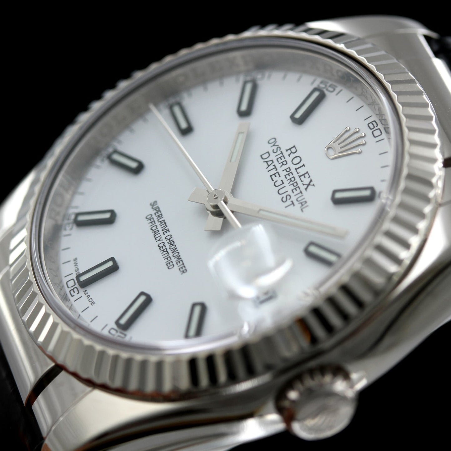 Rolex Datejust 36, leather strap, folding clasp, LC100, 116138