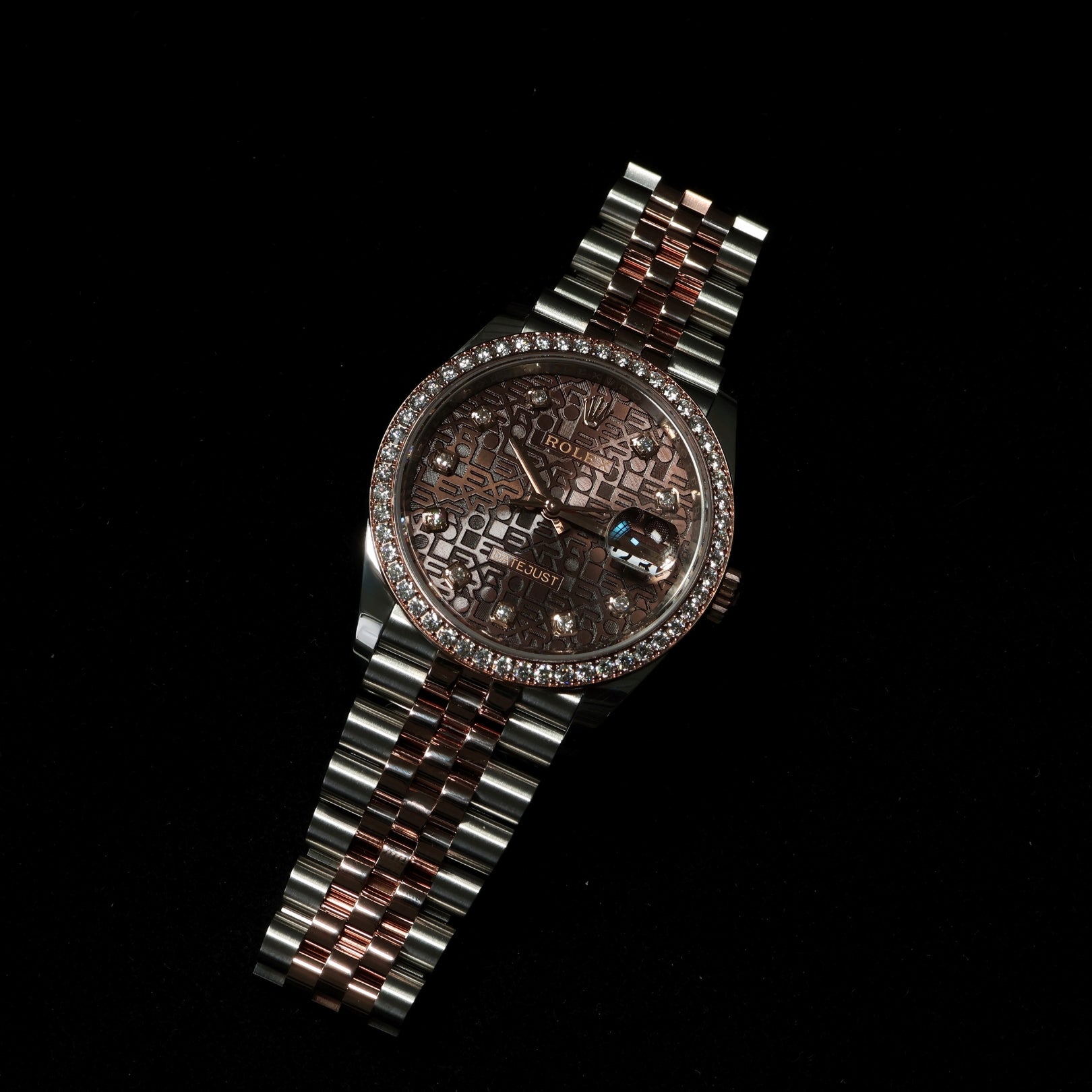 Rolex Datejust 36, Brillantlünette, Jubilee, Chocolate Jubilee Diamond Dial, Ref. 126281RBR, 12-2021, B+P