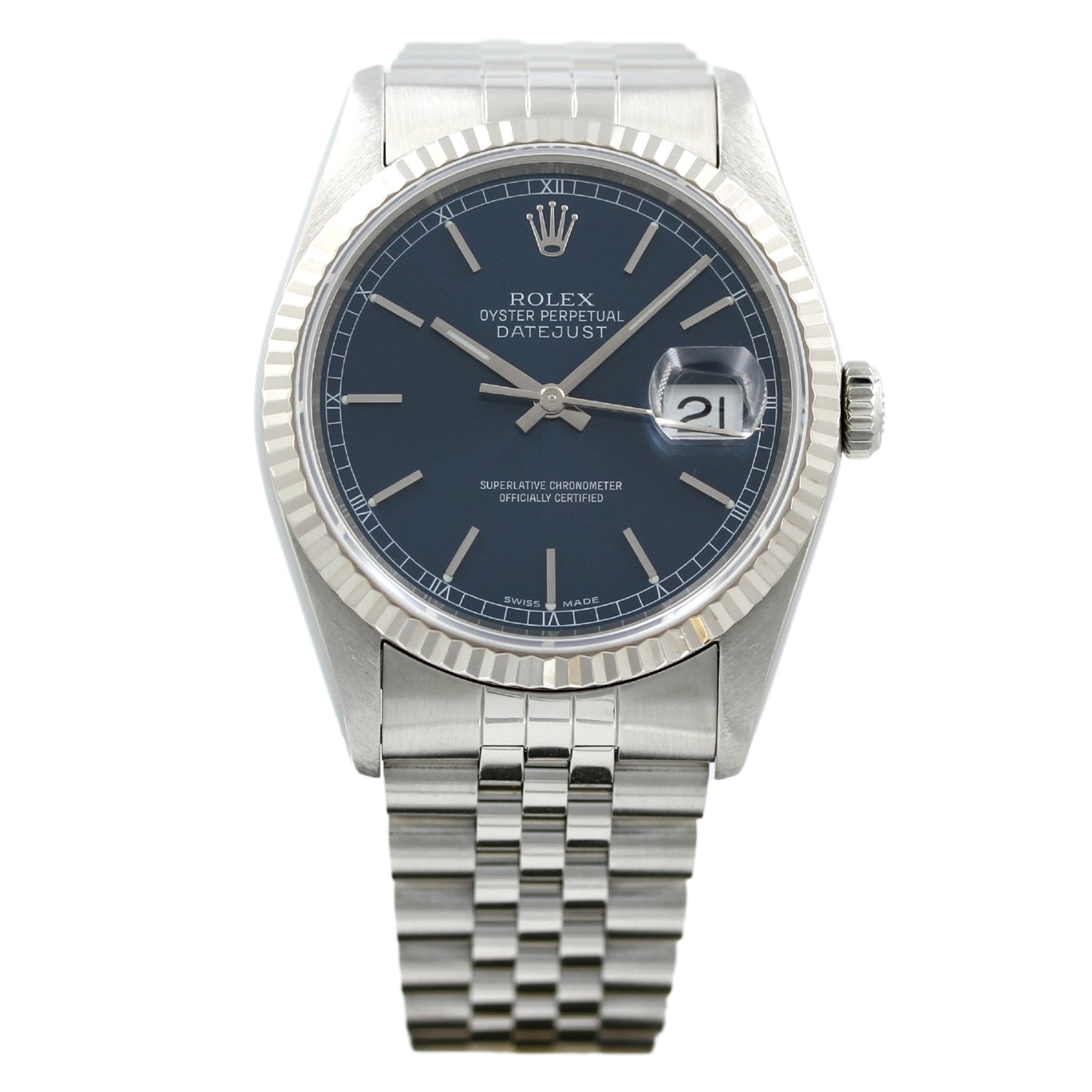 Rolex Datejust 36, Jubilee Armband, blaues Zifferblatt, Stick Dial, Ref. 16234
