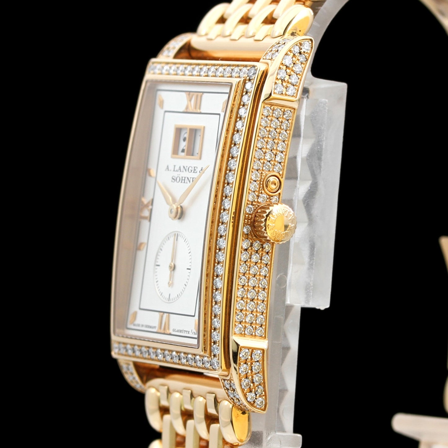 A. Lange & Söhne Cabaret Diamonds Joaillerie, Rotgold, Goldband, 244 Brillanten, 44 x 27,5mm, Ref. 808.040, B+P
