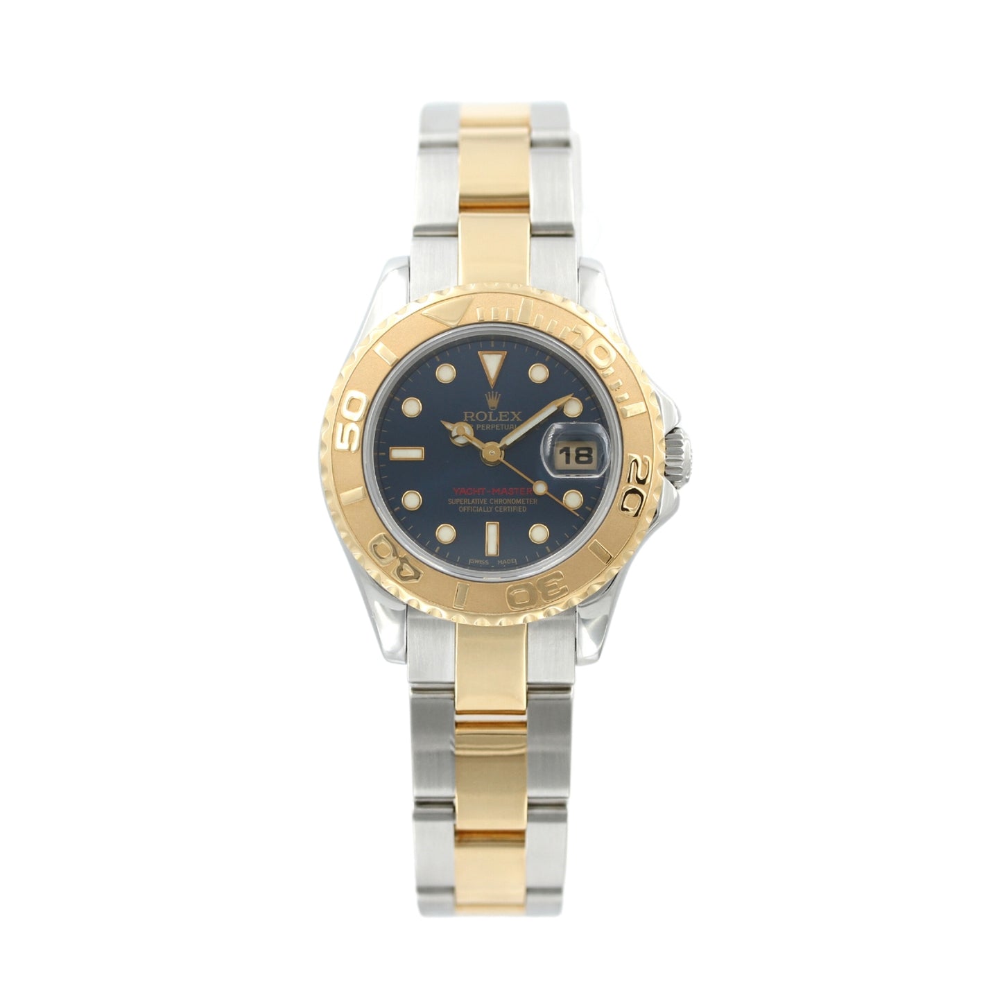 Rolex Yachtmaster 29 blue, Stahl/Gelbgold, Ref. 169623, 2005, B+P
