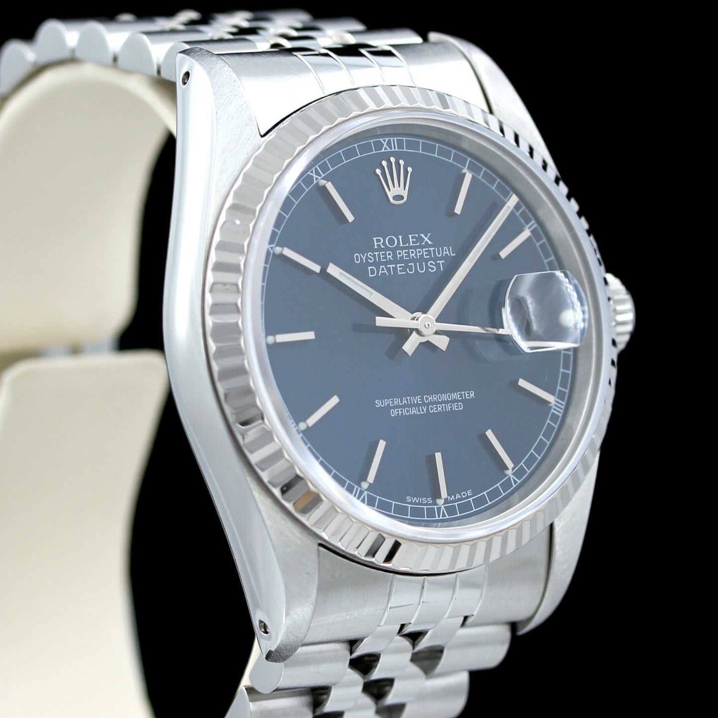 Rolex Datejust 36, Jubilee Armband, blaues Zifferblatt, Stick Dial, Ref. 16234