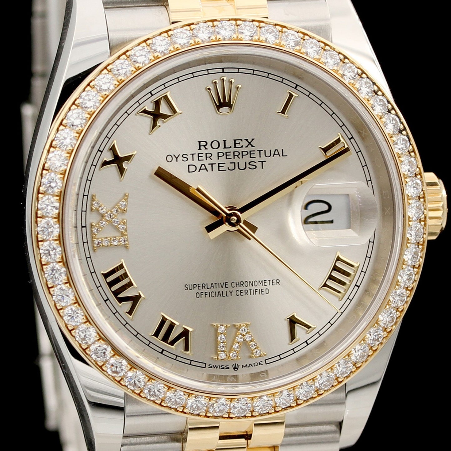 Rolex Datejust »Brillantlünette« 36 mm, Jubilee, Ref. 126283RBR, B+P