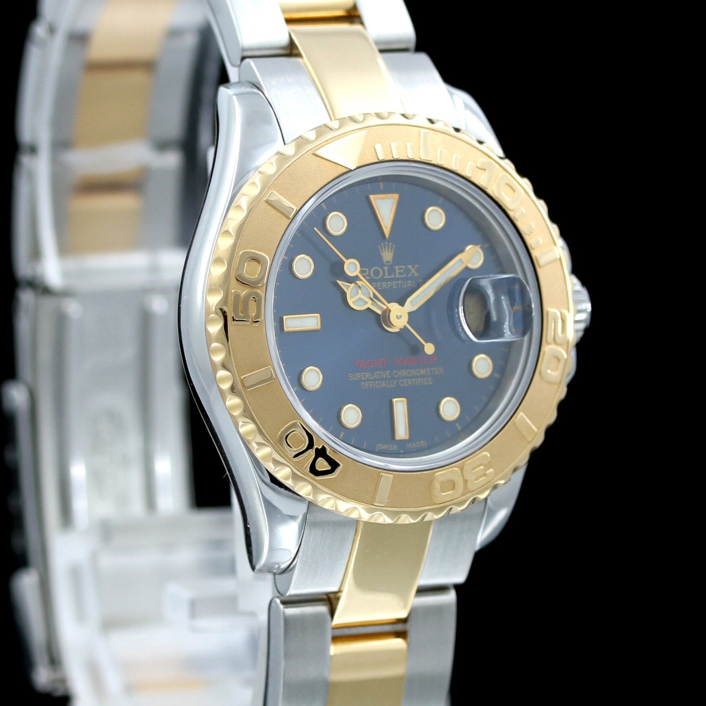 Rolex Yachtmaster 29 blue, Stahl/Gelbgold, Ref. 169623, 2005, B+P