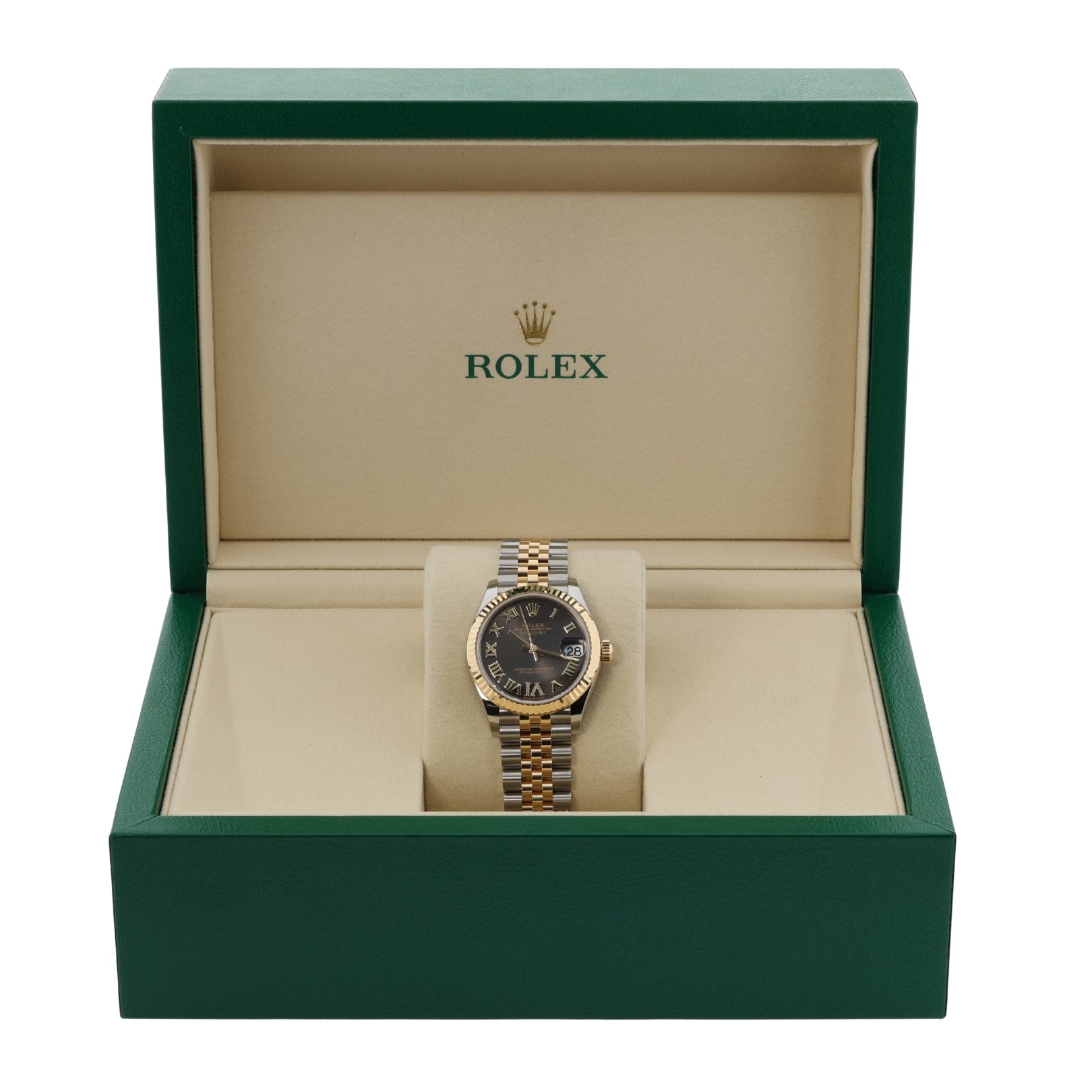 Rolex Datejust 31, Dark Grey mit Diamanten, Jubilee, Ref. 278273, 2026, B+P