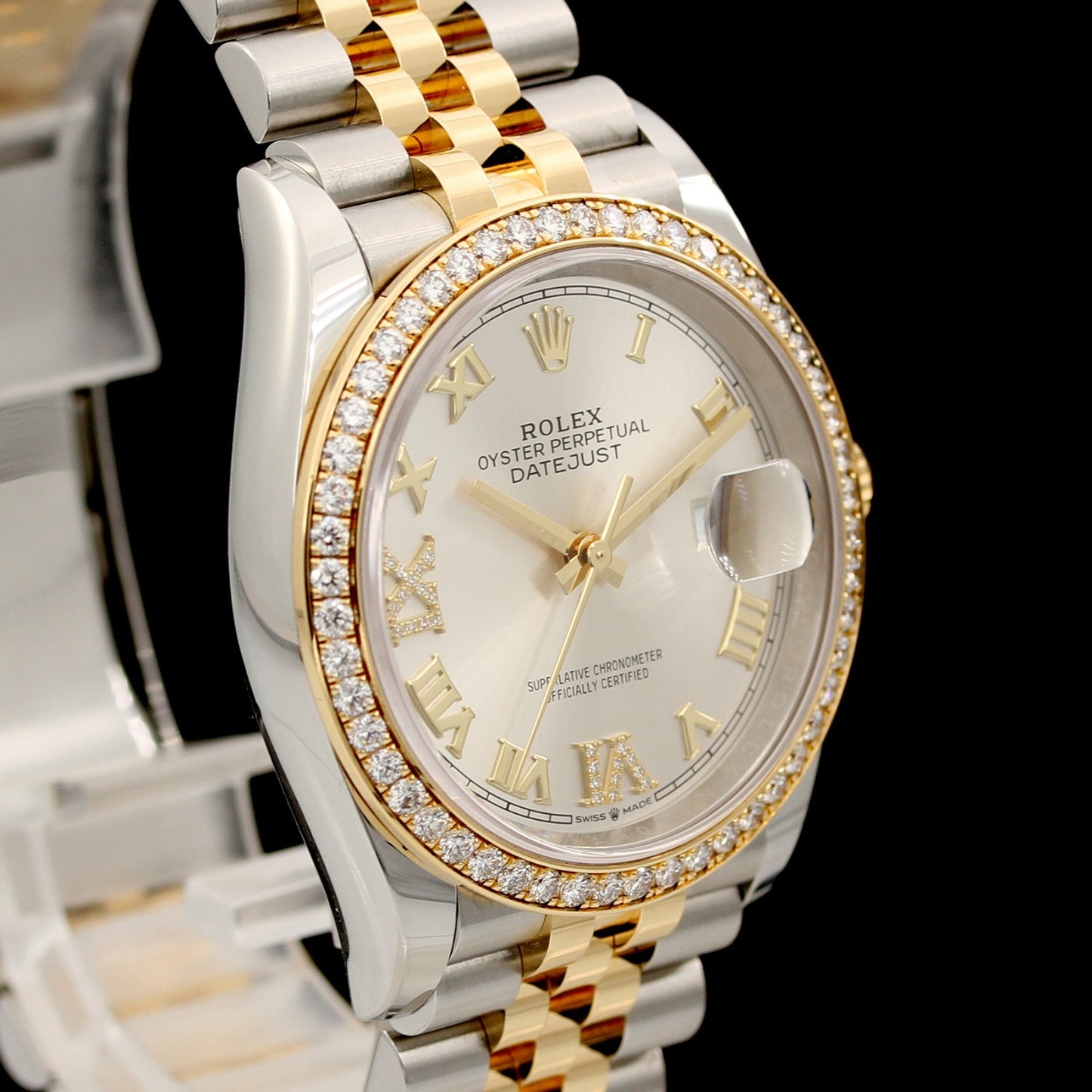 Rolex Datejust »Brillantlünette« 36 mm, Jubilee, Ref. 126283RBR, B+P