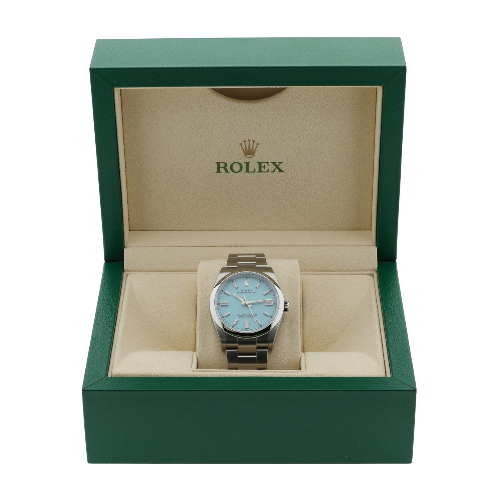 Rolex Oyster Perpetual 36, "Tiffany" Dial, Edelstahl, Ref. 126000, 2024, B+P