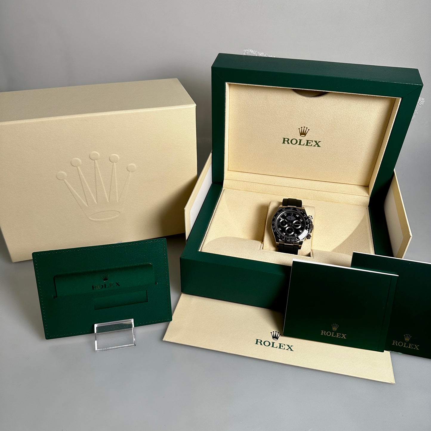 Rolex Daytona Weißgold, Brillant Zifferblatt, Ref. 116519LN, 2020, B+P
