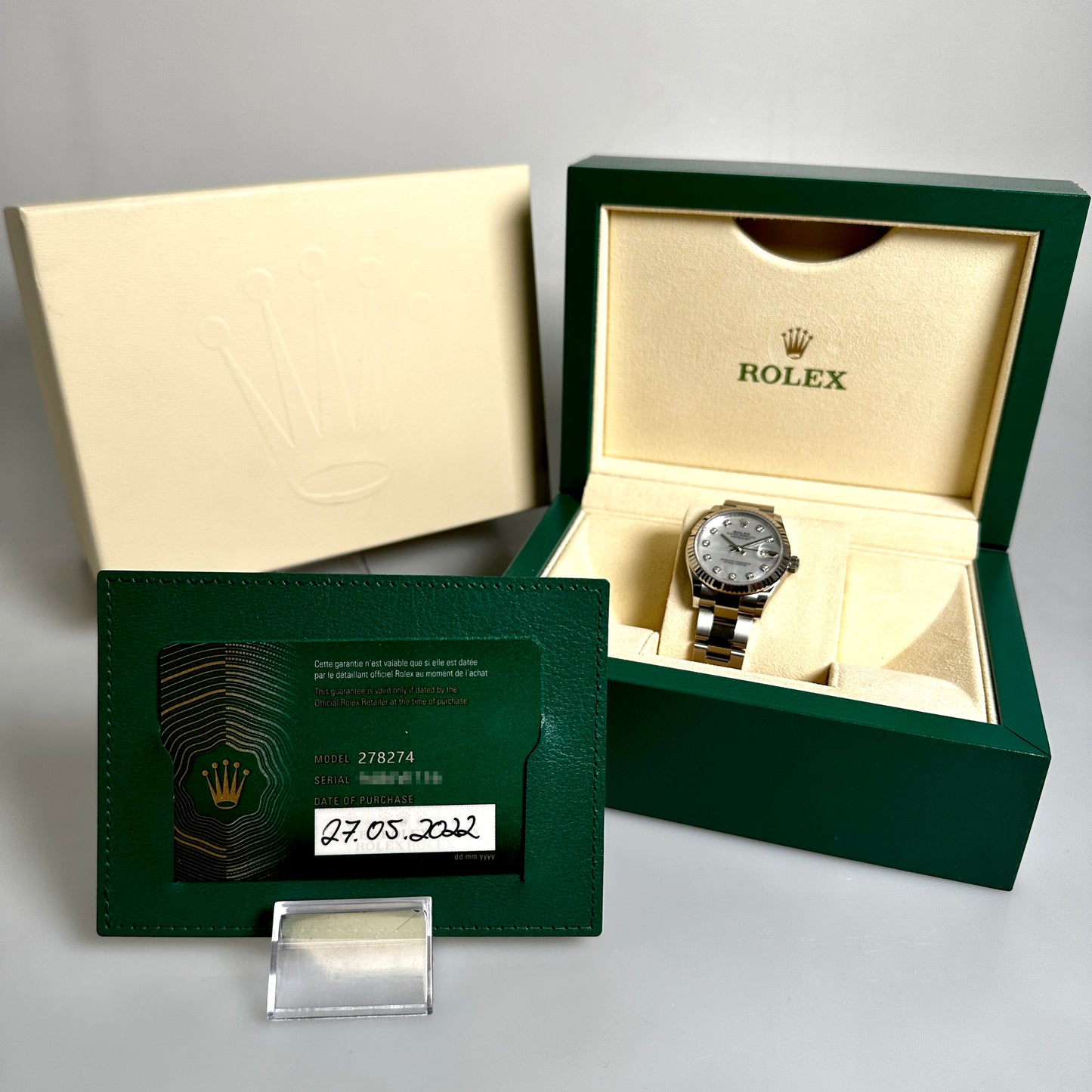 Rolex Ladies Datejust 31mm, MOP Perlmutt Brillanten, Ref. 278274, B+P
